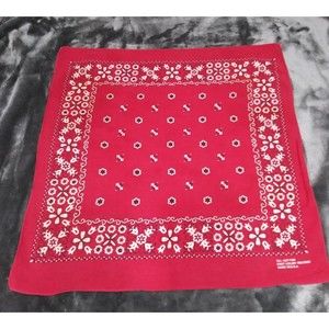 Vintage Red Bandana Handkerchief Made In USA Fast Color RN13960 Cotton Western